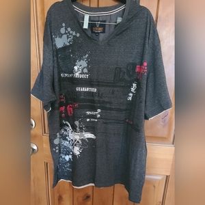 New no tag grey men's 2 xl t shirt with shoulder button details